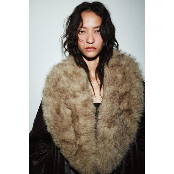 ZARA FAUX LEATHER JACKET WITH DETACHABLE COLLAR - Picture 6 of 12